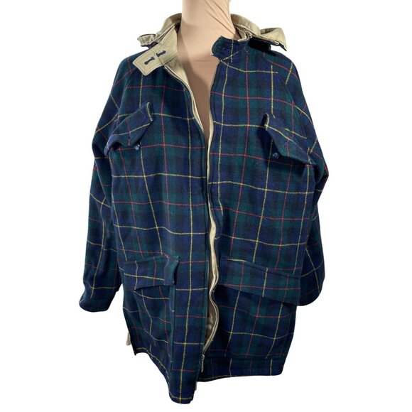 Unbranded Men's Field Jacket Reversible Flannel Hood Size READ XL Extra Large - Picture 2 of 12